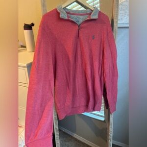 Polo Ralph Lauren Performance Men's Large Coral Pink 1/4 Zip Long Sleeve Sweater